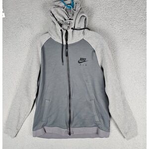 Nike Air Max Hybrid Hoodie Mens Large Gray Mesh Sportswear Full Zip 805136-091